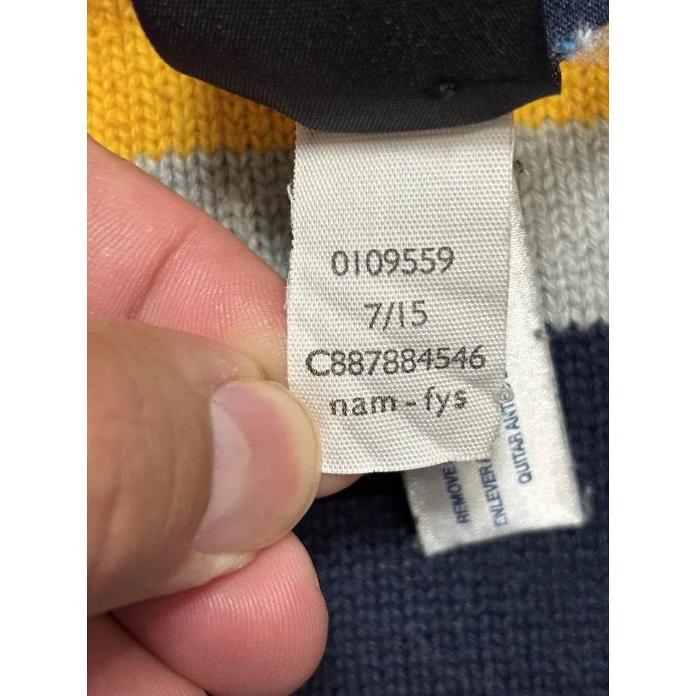 Tommy Hilfiger‎ Varsity H Knit Scarf Navy Yellow Gray Cotton Winter Scarf 72